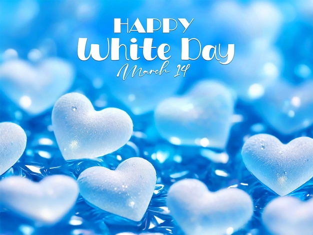 PSD white day hearts and bokeh light background