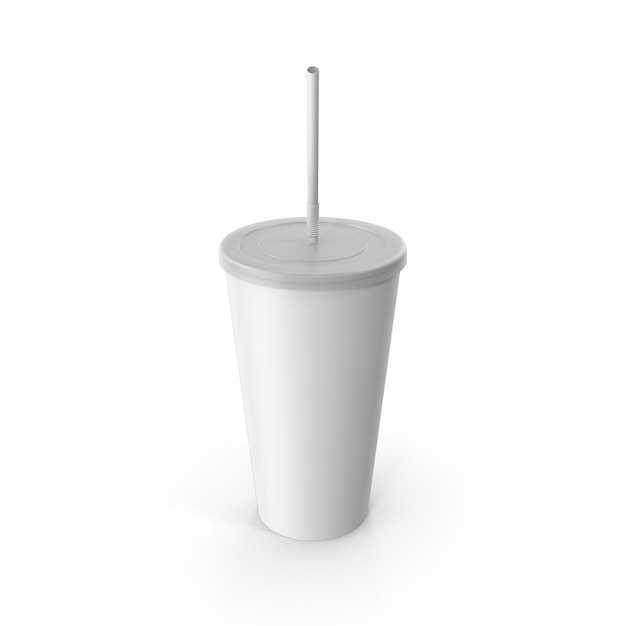 white disposable cup with straw