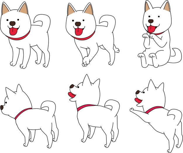 PSD 様々なポーズの白い犬