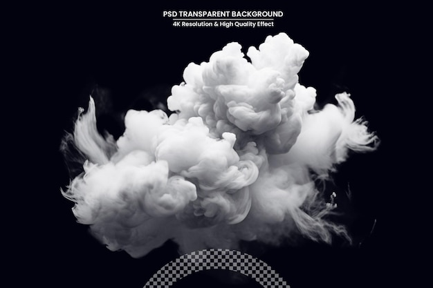 PSD white dust smoke fog powder spray and clouds from isolated on transparent background