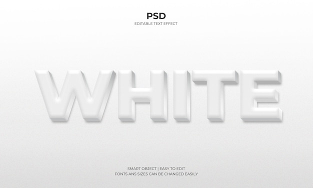 PSD Белый редактируемый 3d текстовый эффект