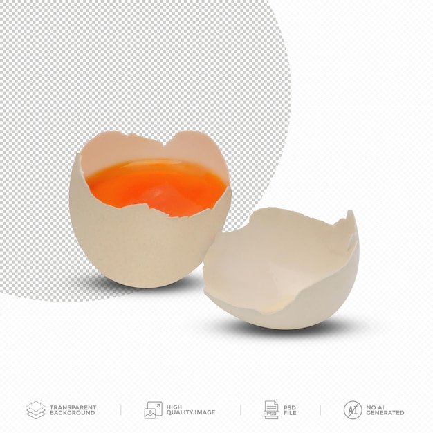 PSD white egg cut open on transparent background