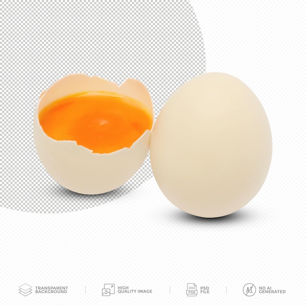 PSD white egg cut open on transparent background