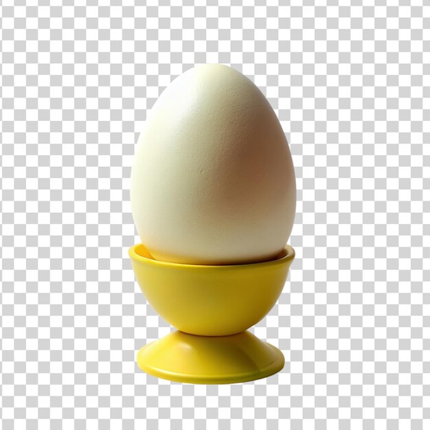 PSD white egg on yellow stand isolated on transparent background