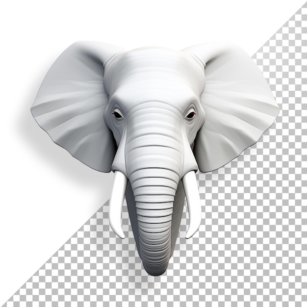 PSD white elephant head in 3d