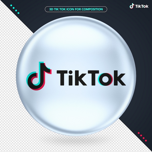 White ellipse 3d logo tik tok for composition