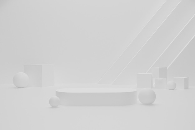 PSD white empty 3d rendered podium