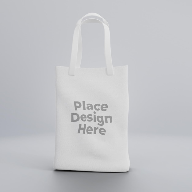 PSD mockup di tote bag realistico in tessuto bianco