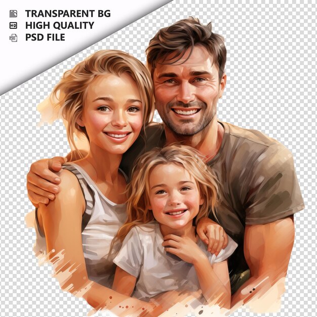 PSD disegno di famiglia bianco stile ultra realistico sfondo bianco