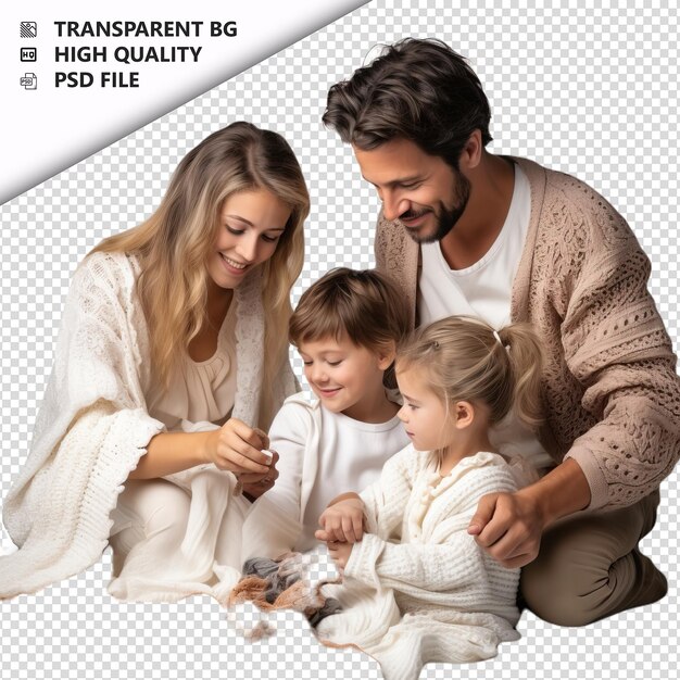 PSD white family knitting ultra realistic style white backgro