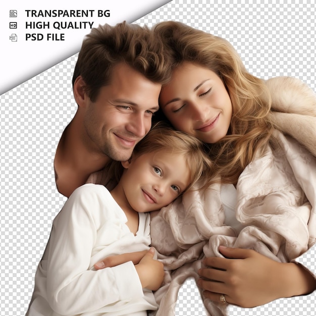 White family napping ultra realistic style white backgrou