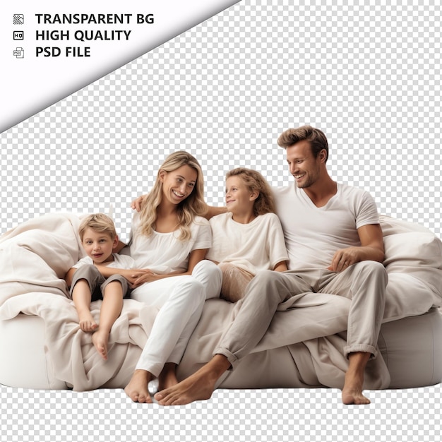 White family relaxing ultra realistic style white backgro