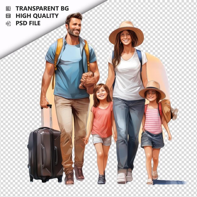 PSD white family traveling ultra realistic style con schienale bianco