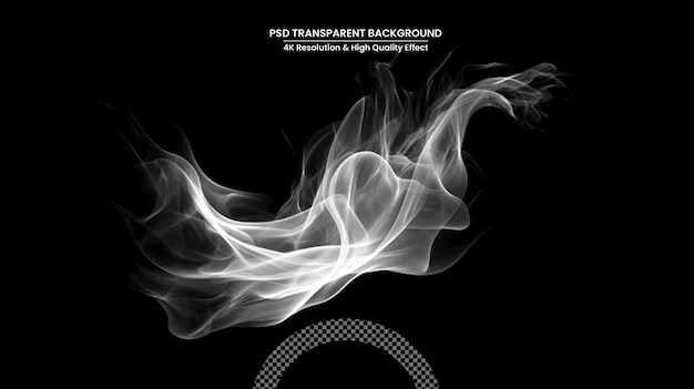 PSD white fantasy smoke on black background