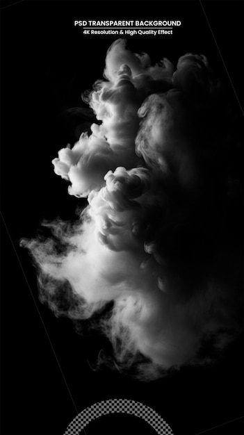 PSD white fantasy smoke on black background