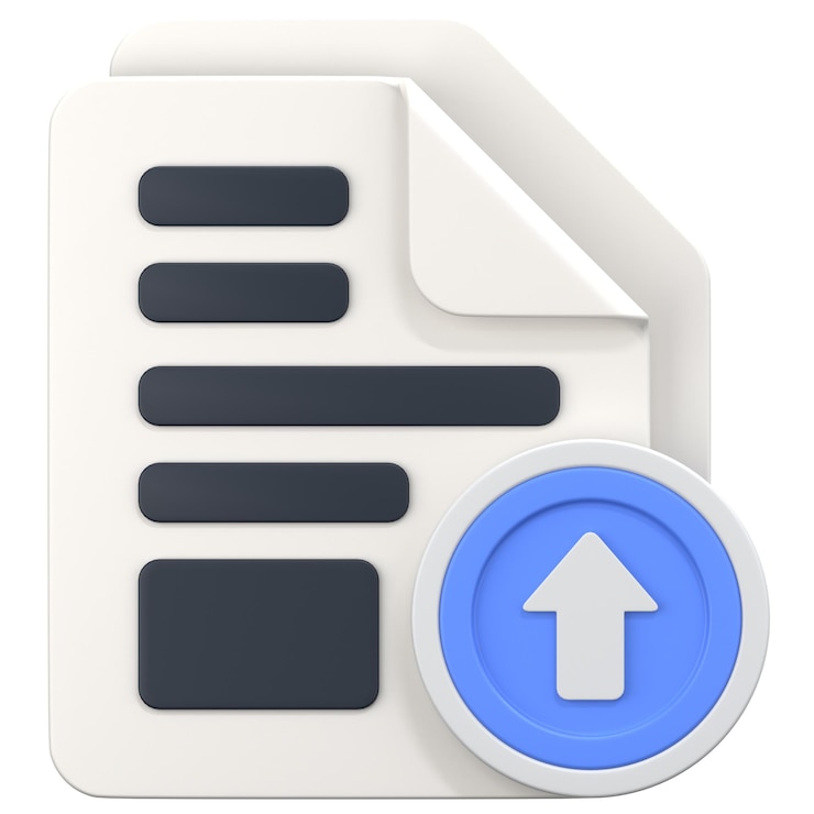 PSD white file with upload sign 3d icon illustration low poly style