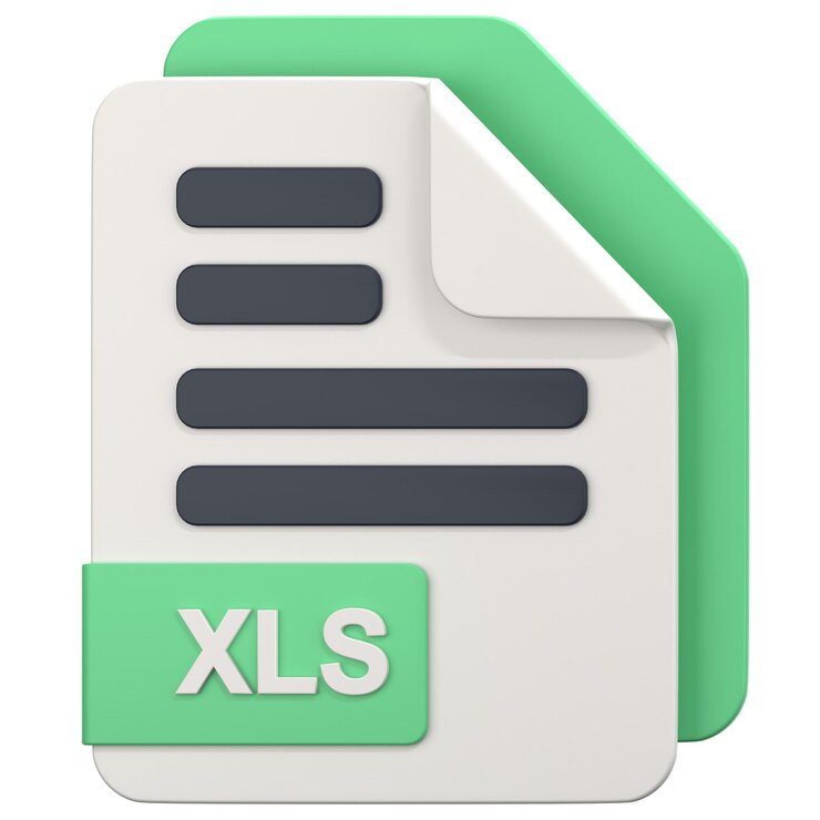 PSD white file with xls extension 3d icon illustration low poly style