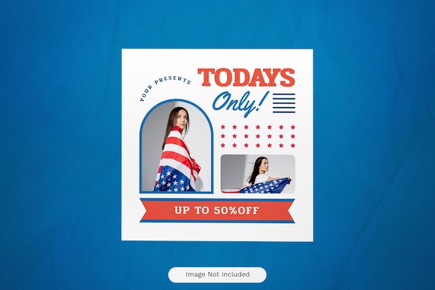 PSD white flat design 4th of july sale today's only instagram post 05