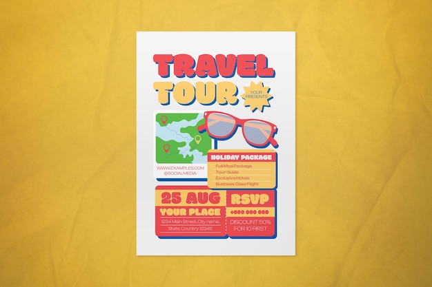 white flat design travel tour flyer