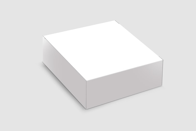 白で隔離上側遠角 3 D イラストから白い平らな水平長方形の空のボックス