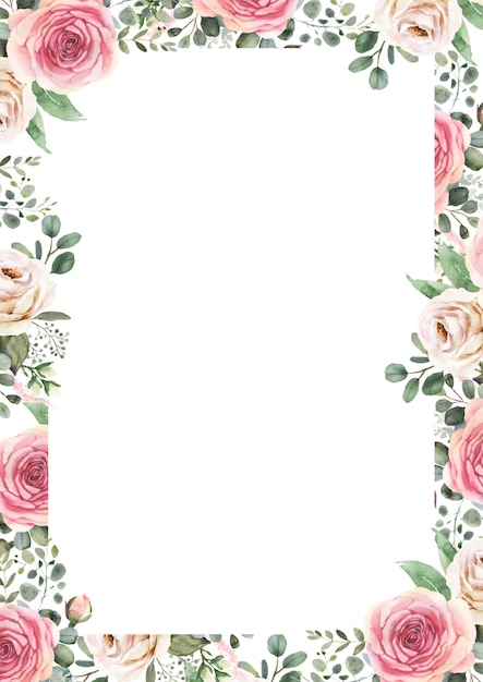 white floral watercolor page border