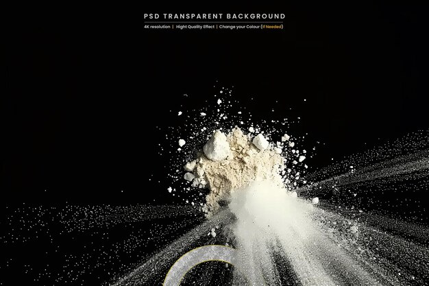 PSD white flour falls on transparant background