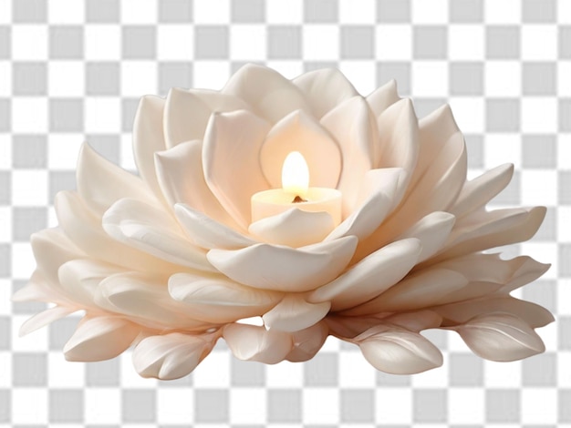 PSD white flower with candle png