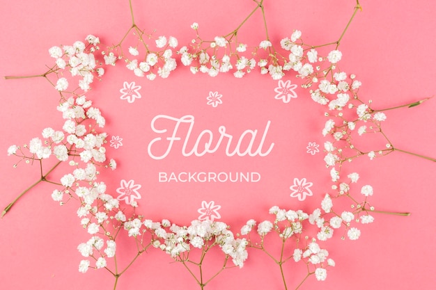 White flowers framing mockup