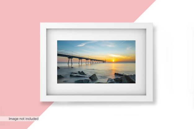 White frame mockup for picture on editable background