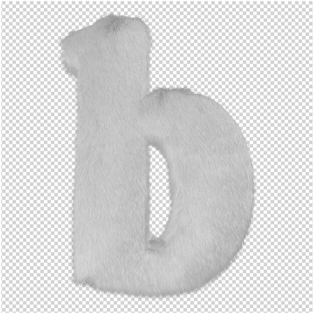 Rendering 3d di lettera di pelliccia bianca