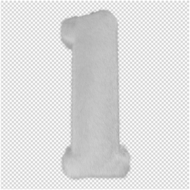 White fur letter 3d rendering