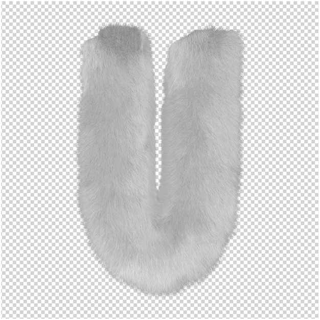 PSD white fur letter 3d rendering