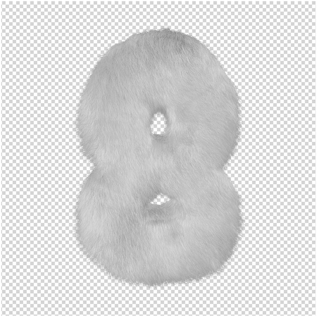 White fur number 3d rendering isolated