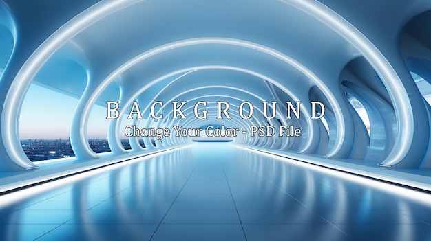 PSD white futuristic tunnel