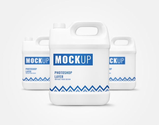 PSD white gallon containers mockup