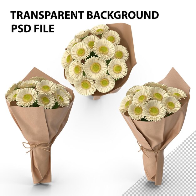 PSD bouquet bianco di gerbera png