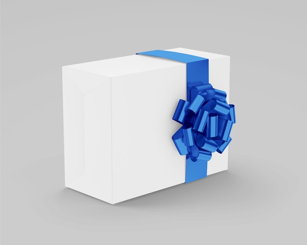 PSD a white gift box with a blue bow.