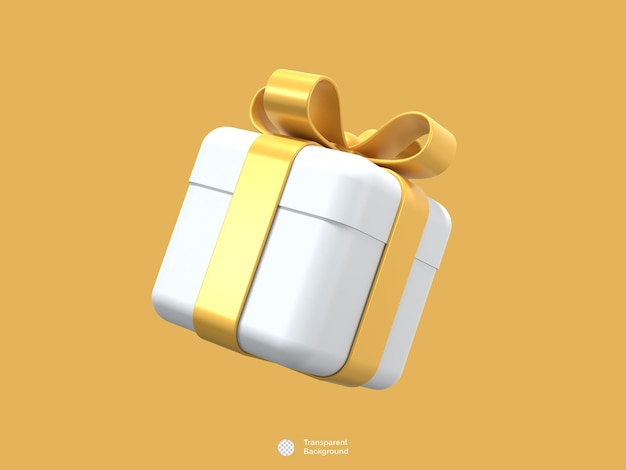 PSD a white gift box with gold bow