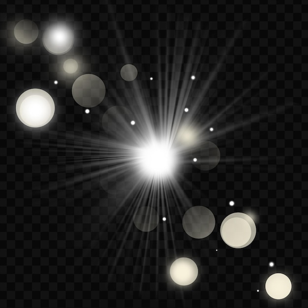 white glowing light burst explosion with sparkles and bokeh effect