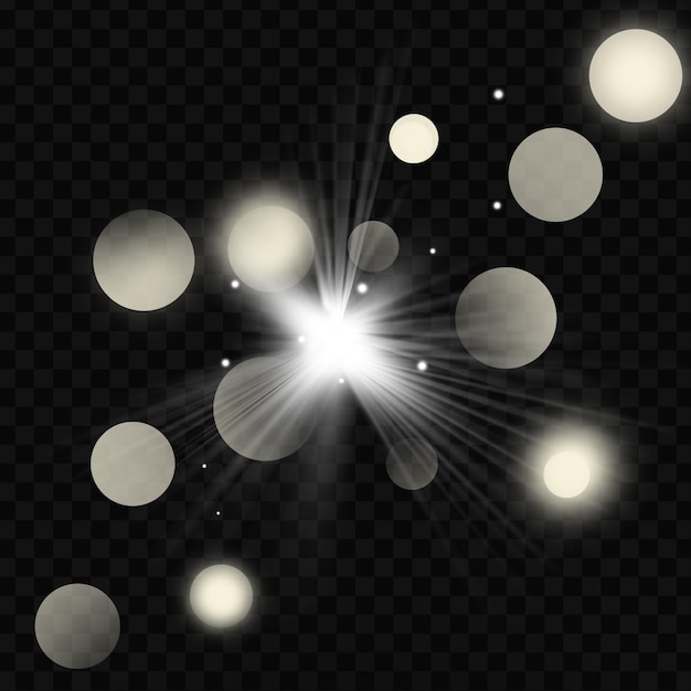 white glowing light burst explosion with sparkles and bokeh effect
