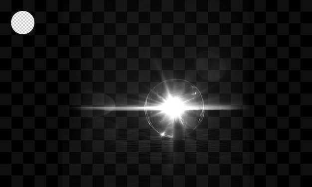 PSD 렌즈 플레어 중앙에서 나오는 흰색 빛나는 빛. 밝은 플래시.