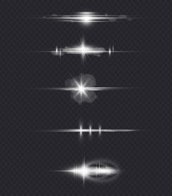 白く光る透明光効果レンズフレアセット