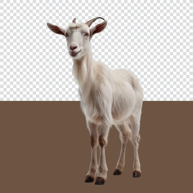 White goat with horns isolated on a transparent background 3d rendering