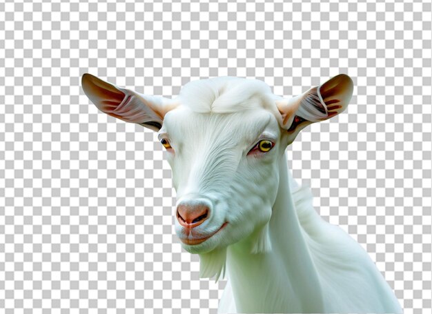 PSD capra bianca con corna isolate su uno sfondo trasparente