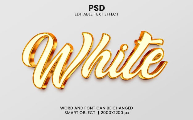 White gold 3d editable photoshop text effect style with modern background