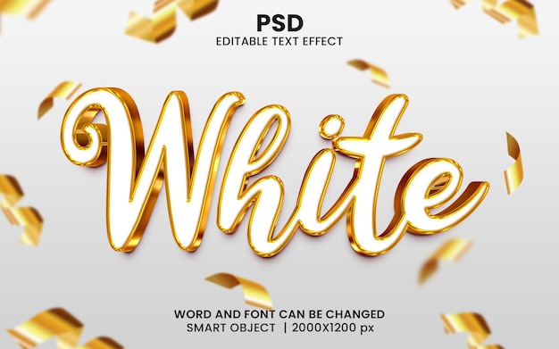 white gold 3d editable text effect premium psd with background