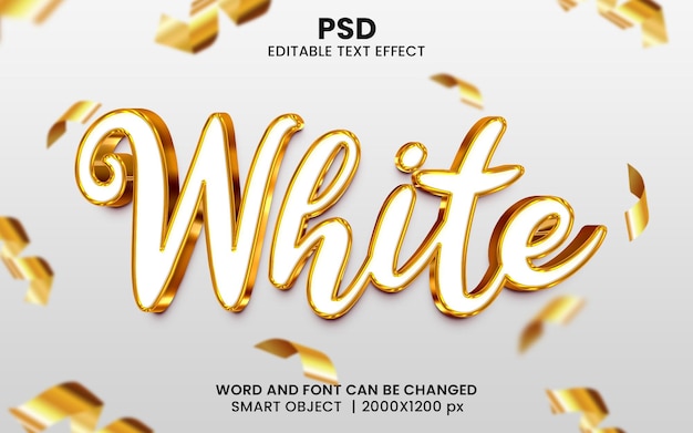 White gold 3d editable text effect Premium Psd with background