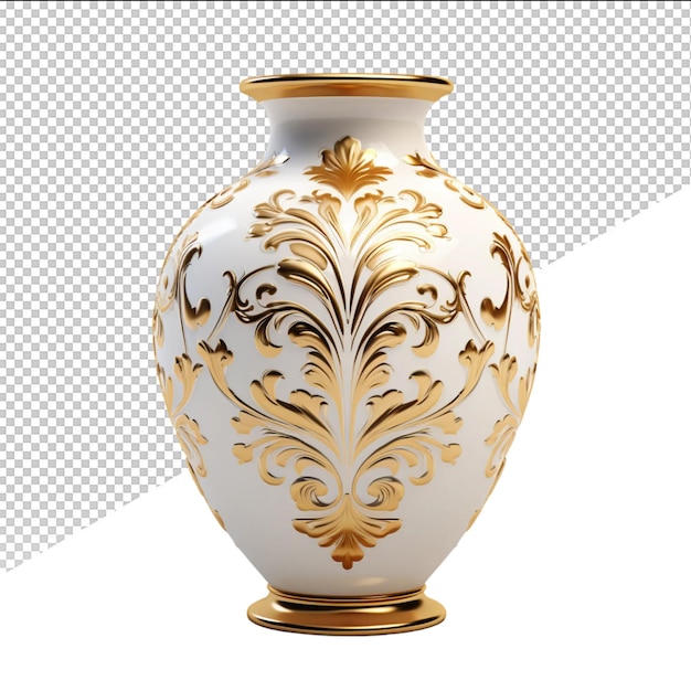 PSD un vaso bianco e dorato con un disegno d'oro sul fondo