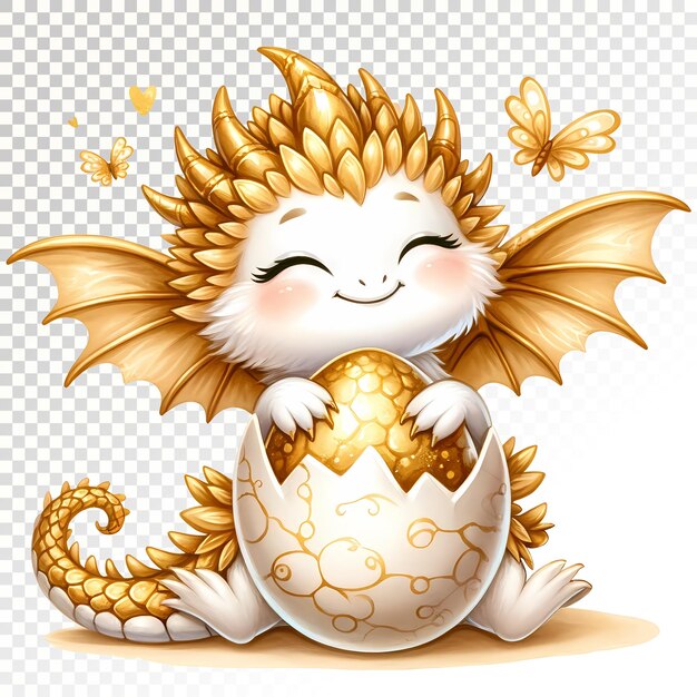 PSD white golden dragon fantasy clipart watercolor baby dragon clipart