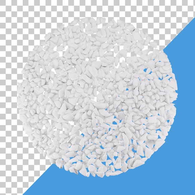 White gravel stone top view 3d rendering